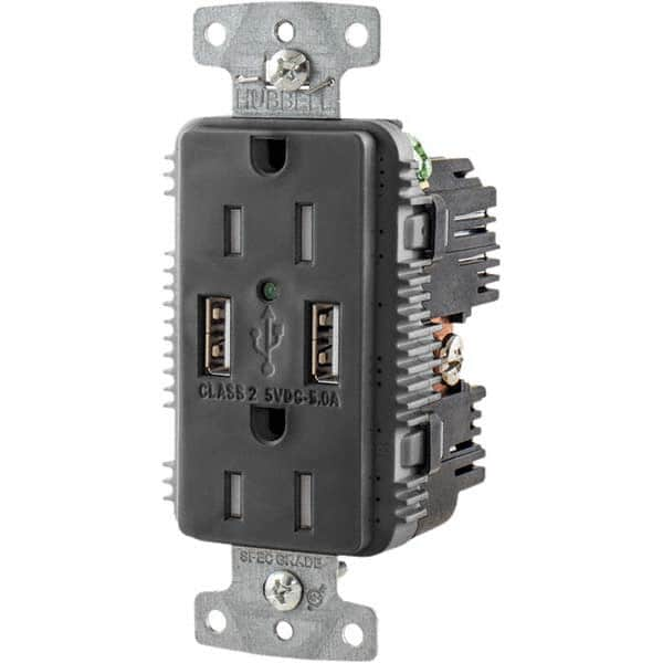 Hubbell Wiring Device-Kellems - USB Receptacles Number of USB Ports: 2 Number of Receptacles: 2 - Americas Tooling