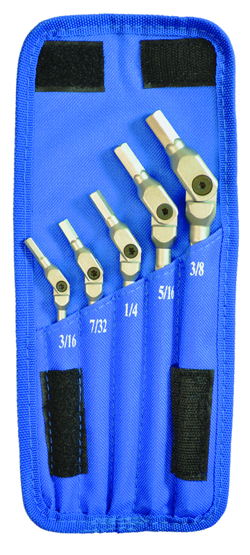 5 Piece - 3/16 - 3/8" - Chrome HexPro Pivot Head Hex Wrench Set - Americas Tooling