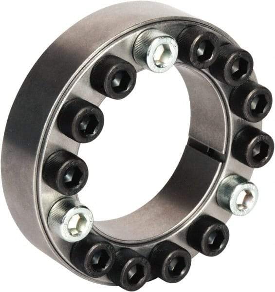 Climax Metal Products - M12 Thread, 3-7/8" Bore Diam, 5.709" OD, Shaft Locking Device - 14 Screws, 53,513 Lb Axial Load, 5.709" OAW, 1.024" Thrust Ring Width, 8,640 Ft/Lb Max Torque - Americas Tooling