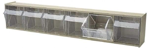 Quantum Storage - 23-5/8" Wide x 4-1/2" High x 3-5/8" Deep, Small Parts Tip Out Stacking Bin Organizer - Polystyrene Frame, 6 Compartments, 3-1/2" Wide x 3-3/4" High x 2-5/8" Deep Bin - Americas Tooling