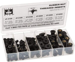 RivetKing 115 Piece #8-32 to 1/4-20 Thread Neoprene Well Nut Assortment 5/16 to 1/2" Body Diam, Includes #10-32 x 3/8, #8-32 x 5/16 & 1/4-20 x 1/2 - Americas Tooling