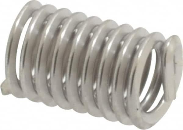 Heli-Coil - #10-24 UNC, 0.475" OAL, Free Running Helical Insert - 9-1/4 Free Coils, Tanged, 304 Stainless Steel, Bright Finish, 2-1/2D Insert Length - Americas Tooling