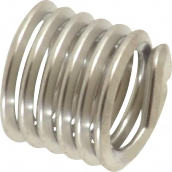 Heli-Coil - #12-24 UNC, 0.324" OAL, Free Running Helical Insert - 6 Free Coils, Tanged, 304 Stainless Steel, Bright Finish, 1-1/2D Insert Length - Americas Tooling