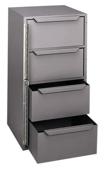 Durham - 4 Drawer, 8 Compartment, Small Parts Lockable Storage Cabinet - 12-1/8" Deep x 12-5/8" Wide x 24-1/2" High - Americas Tooling