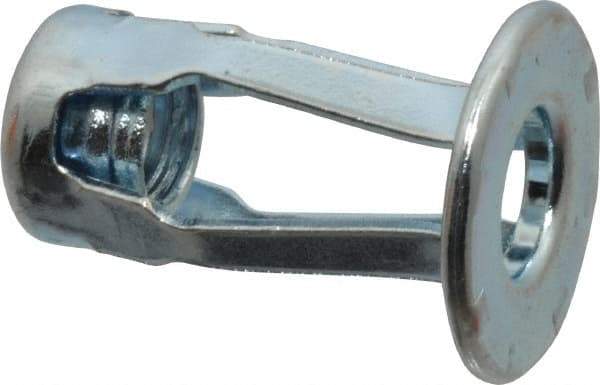 RivetKing - 1/4-20 UNC Thread, Clear Zinc Plated, Steel, Screwdriver Installed Rivet Nut - 1/4 to 0.35" Grip, 5/8" Flange Diam, 29/32" Long - Americas Tooling