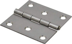 Made in USA - 2-1/2" Long x 2-1/2" Wide x 0.062" Thick, 302/304 Stainless Steel Commercial Hinge - 6 Holes, 0.12" Pin Diam - Americas Tooling