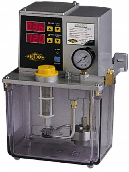 Trico - 6 L Reservoir Capacity, 0.2 cm Output per Hour, Electric Central Lubrication System - 3-999 Min Interval Between Cycles, 188mm Wide x 290mm High, 110 Volts, Oil, 5/16-24 Outlet Thread - Americas Tooling