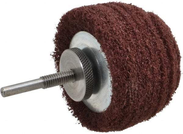 Superior Abrasives - 3" Diam x 2" Thick, Mounted Polishing Wheel - Medium Grade, 1/4" Shank Diam - Americas Tooling