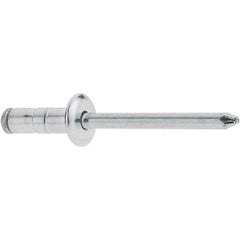 RivetKing - Size 52-54 Large Flange Head Aluminum Multi Grip Blind Rivet - Steel Mandrel, 0.047" to 0.276" Grip, 1/2" Head Diam, 0.16" to 0.164" Hole Diam, 0.512" Length Under Head, 5/32" Body Diam - Americas Tooling