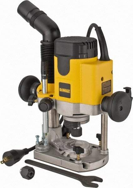 DeWALT - 8,000 to 24,000 RPM, 2 HP, 10 Amp, Plunge Base Electric Router - 1/4 and 1/2 Inch Collet - Americas Tooling