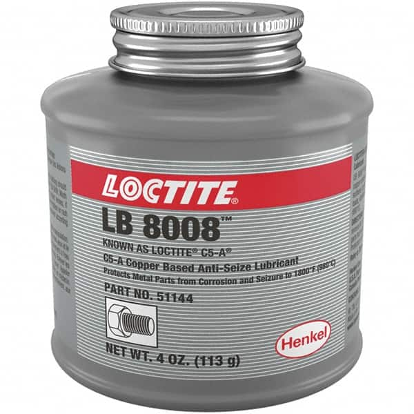 Loctite - 4 oz Can High Temperature Anti-Seize Lubricant - Copper/Graphite, -29 to 1,800°F, Copper Colored, Water Resistant - Americas Tooling