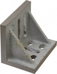 Interstate - 3-1/2" Wide x 2-1/2" Deep x 3" High Cast Iron Partially Machined Angle Plate - Slotted Plate, Through-Slots on Surface, Webbed, Single Plate - Americas Tooling