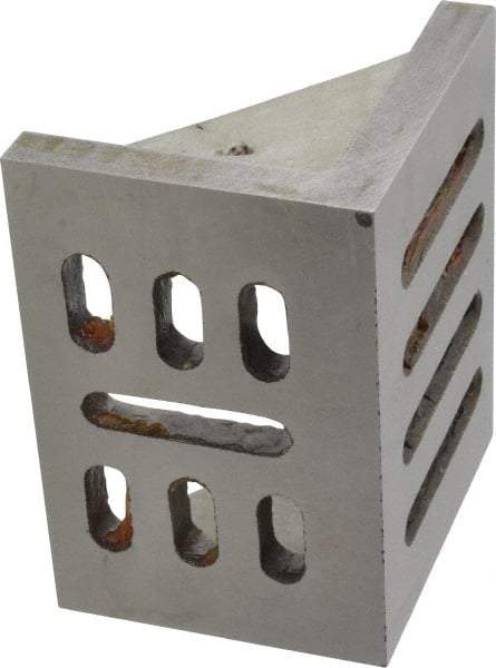 Interstate - 4-1/2" Wide x 3" Deep x 3-1/2" High Cast Iron Partially Machined Angle Plate - Slotted Plate, Through-Slots on Surface, Webbed, Single Plate - Americas Tooling