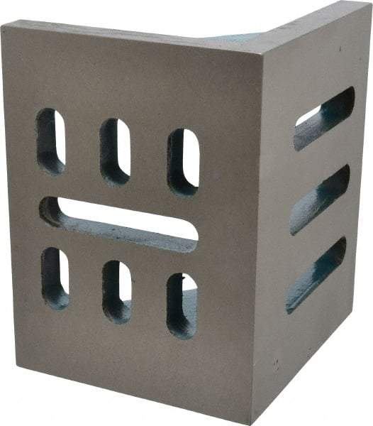 Interstate - 6" Wide x 4-1/2" Deep x 5" High Cast Iron Partially Machined Angle Plate - Slotted Plate, Through-Slots on Surface, Webbed, Single Plate - Americas Tooling