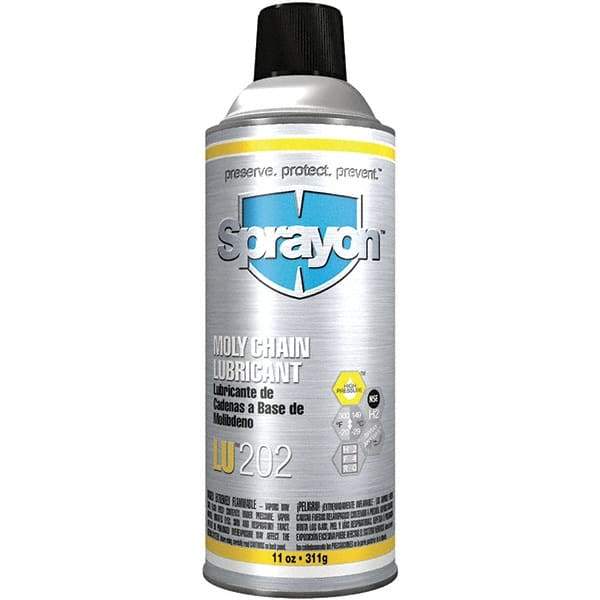 Sprayon - 11 oz Aerosol Extreme Pressure Moly Chain & Cable Lubricant - Light Amber, -20 to 300°F, Food Grade - Americas Tooling