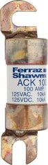 Ferraz Shawmut - 100 Amp Time Delay Round Forklift & Truck Fuse - 125VAC, 125VDC, 4.46" Long x 1" Wide, Bussman ACK100, Ferraz Shawmut ACK100 - Americas Tooling