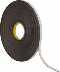 3M - 1/2" x 72 Yd Rubber Adhesive Double Sided Tape - 1/32" Thick, Black, Polyethylene Foam Liner, Continuous Roll, Series 4462B - Americas Tooling