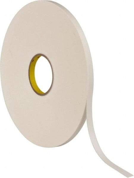 3M - 1/2" x 72 Yd Rubber Adhesive Double Sided Tape - 1/32" Thick, White, Polyethylene Foam Liner, Continuous Roll, Series 4462W - Americas Tooling