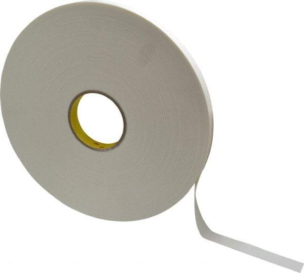 3M - 3/4" x 72 Yd Rubber Adhesive Double Sided Tape - 1/32" Thick, White, Polyethylene Foam Liner, Continuous Roll, Series 4462W - Americas Tooling