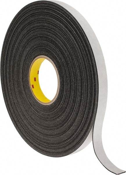 3M - 3/4" x 36 Yd Rubber Adhesive Double Sided Tape - 1/16" Thick, Black, Polyethylene Foam Liner, Continuous Roll, Series 4466B - Americas Tooling