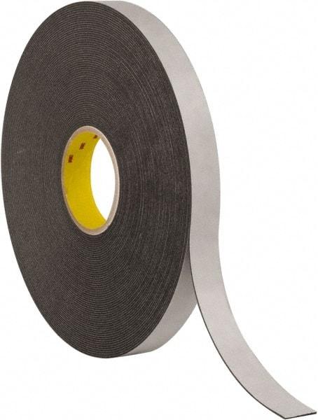 3M - 1" x 36 Yd Rubber Adhesive Double Sided Tape - 1/16" Thick, Black, Polyethylene Foam Liner, Continuous Roll, Series 4466B - Americas Tooling