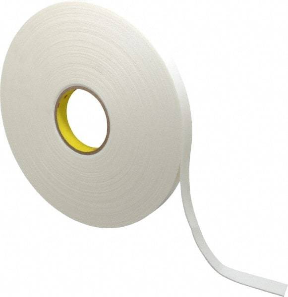 3M - 3/4" x 36 Yd Rubber Adhesive Double Sided Tape - 1/16" Thick, White, Polyethylene Foam Liner, Continuous Roll, Series 4466W - Americas Tooling