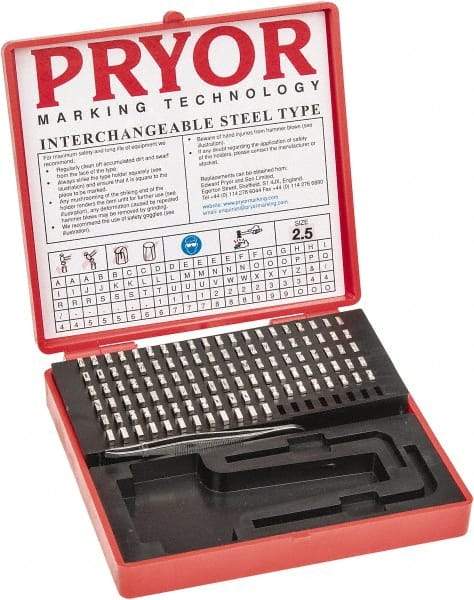 Pryor - 112 Piece, 3/32 Inch Character, Steel Type Set - 12 Character Capacity - Americas Tooling