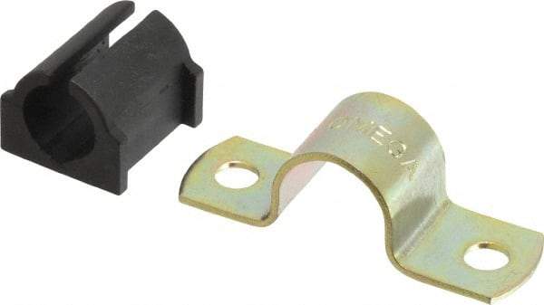 ZSI - 1/4 Pipe, Steel, Zinc Plated Pipe Strap with Cushion - 2 Mounting Holes - Americas Tooling