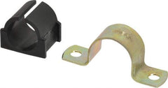 ZSI - 1/2 Pipe, Steel, Zinc Plated Pipe Strap with Cushion - 2 Mounting Holes - Americas Tooling