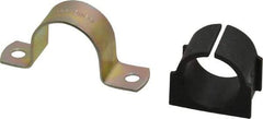 ZSI - 3/4 Pipe, Steel, Zinc Plated Pipe Strap with Cushion - 2 Mounting Holes - Americas Tooling