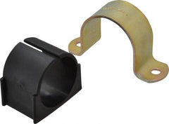 ZSI - 1-1/2 Pipe, Steel, Zinc Plated Pipe Strap with Cushion - 2 Mounting Holes - Americas Tooling