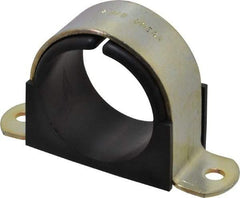 ZSI - 2 Pipe, Steel, Zinc Plated Pipe Strap with Cushion - 2 Mounting Holes - Americas Tooling