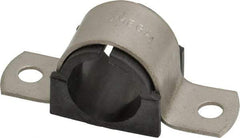 ZSI - 1/2 Pipe, Grade 304 Stainless Steel, Pipe Strap with Cushion - 2 Mounting Holes - Americas Tooling