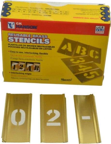 C.H. Hanson - 15 Piece, 3/4 Inch Character Size, Brass Stencil - Contains Figure Set - Americas Tooling