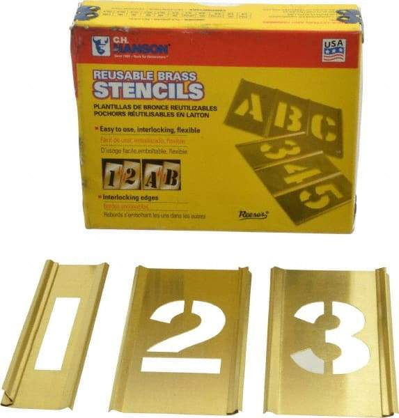 C.H. Hanson - 15 Piece, 1-1/2 Inch Character Size, Brass Stencil - Contains Figure Set - Americas Tooling