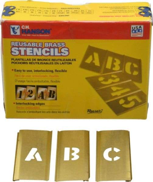 C.H. Hanson - 33 Piece, 1/2 Inch Character Size, Brass Stencil - Contains Letter Set - Americas Tooling