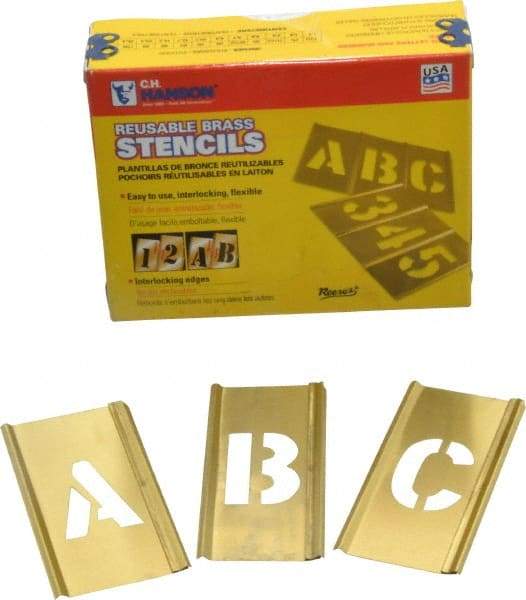 C.H. Hanson - 33 Piece, 1 Inch Character Size, Brass Stencil - Contains Letter Set - Americas Tooling