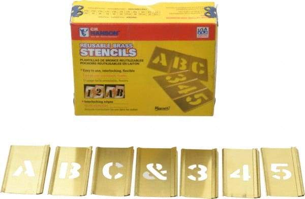 C.H. Hanson - 92 Piece, 3/4 Inch Character Size, Brass Stencil - Contains Three A Fonts - Americas Tooling