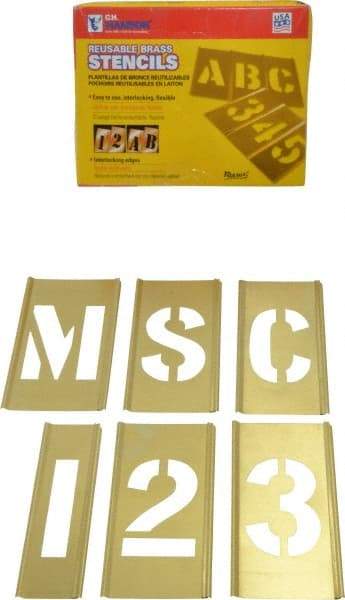 C.H. Hanson - 92 Piece, 2-1/2 Inch Character Size, Brass Stencil - Contains Three A Fonts - Americas Tooling