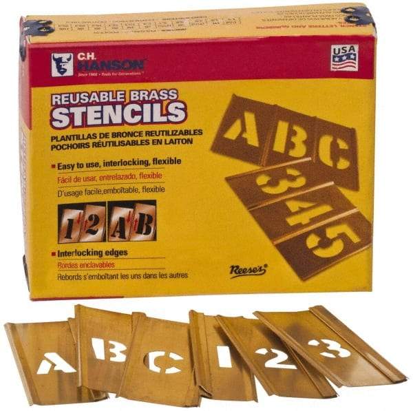 C.H. Hanson - 45 Piece, 2 Inch Character Size, Brass Stencil - Americas Tooling