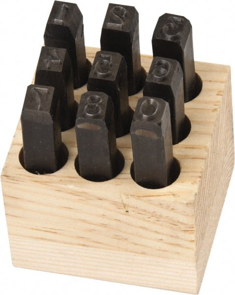 Made in USA - 9 Piece, 1/4" Character Steel Stamp Set - Americas Tooling