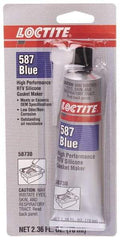 Loctite - 70 mL Tube Blue RTV Silicone Gasket Sealant - 500°F Max Operating Temp, 30 min Tack Free Dry Time, 24 hr Full Cure Time, Series 587 - Americas Tooling