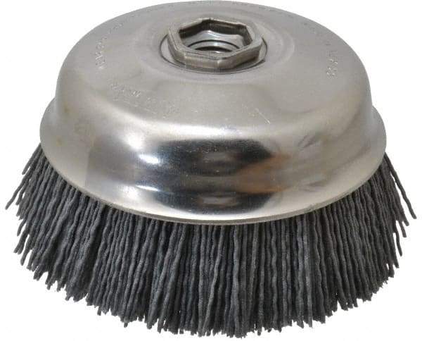 Osborn - 4" Diam, 5/8-11 Threaded Arbor Straight Wire Silicon Carbide Cup Brush - Fine Grade, 1-1/2" Trim Length, 6,000 Max RPM - Americas Tooling