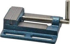 Interstate - 3-3/8" Jaw Opening Capacity x 3/4" Throat Depth, Horizontal Drill Press Vise - 3" Wide x 3/4" High Jaw, Stationary Base, Standard Speed, 7.28" OAL x 1.77" Overall Height, Cast Iron - Americas Tooling