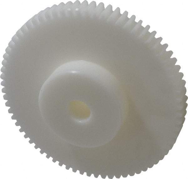 Poly Hi Solidur - 12 Pitch, 6" Pitch Diam, 6.166" OD, 72 Tooth Spur Gear - 3/4" Face Width, 3/4" Bore Diam, 2-3/4" Hub Diam, 14.5° Pressure Angle, Nylon - Americas Tooling