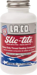 LA-CO - 1/2 Pt Brush Top Can White Thread Sealant - Paste with PTFE, 500°F Max Working Temp, For Metal, PVC, CPVC & ABS Plastic Pipe Threads - Americas Tooling