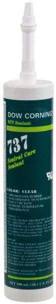 Dow Corning - 10.1 oz Cartridge Clear RTV Silicone Joint Sealant - -85 to 350°F Operating Temp, 14 min Tack Free Dry Time, 24 hr Full Cure Time, Series 737 - Americas Tooling