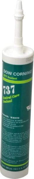 Dow Corning - 10.1 oz Cartridge White RTV Silicone Joint Sealant - -85 to 350°F Operating Temp, 14 min Tack Free Dry Time, 24 hr Full Cure Time, Series 737 - Americas Tooling