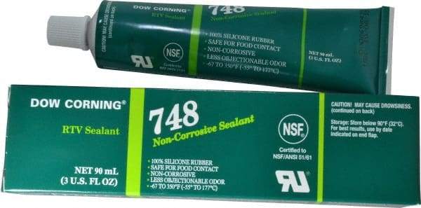 Dow Corning - 3 oz Tube Off-White RTV Silicone Joint Sealant - -67 to 350°F Operating Temp, 30 min Tack Free Dry Time, 36 hr Full Cure Time, Series 748 - Americas Tooling