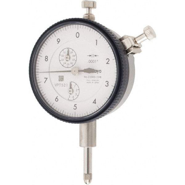 Mitutoyo - 1/2" Range, 0-10 Dial Reading, 0.0001" Graduation Dial Drop Indicator - 2-9/32" Dial, 0.01" Range per Revolution, 0.0008" Accuracy, Revolution Counter - Americas Tooling